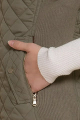 Quilted Suede Piping Vest - Pale Taupe | Femstylo - Femstylo