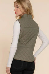Quilted Suede Piping Vest - Pale Taupe | Femstylo - Femstylo