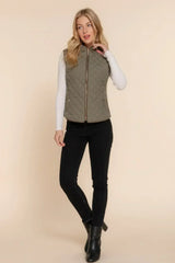 Quilted Suede Piping Vest - Pale Taupe | Femstylo - Femstylo