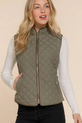 Quilted Suede Piping Vest - Pale Taupe | Femstylo - Femstylo