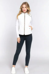 Quilted Suede Piping Vest - Pale Taupe | Femstylo - Femstylo