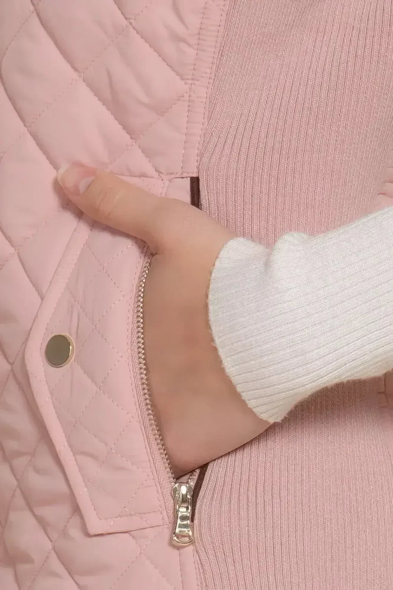 Quilted Suede Piping Vest - Pale Taupe | Femstylo - Femstylo