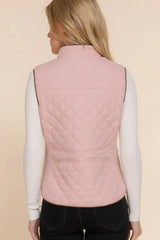 Quilted Suede Piping Vest - Pale Taupe | Femstylo - Femstylo