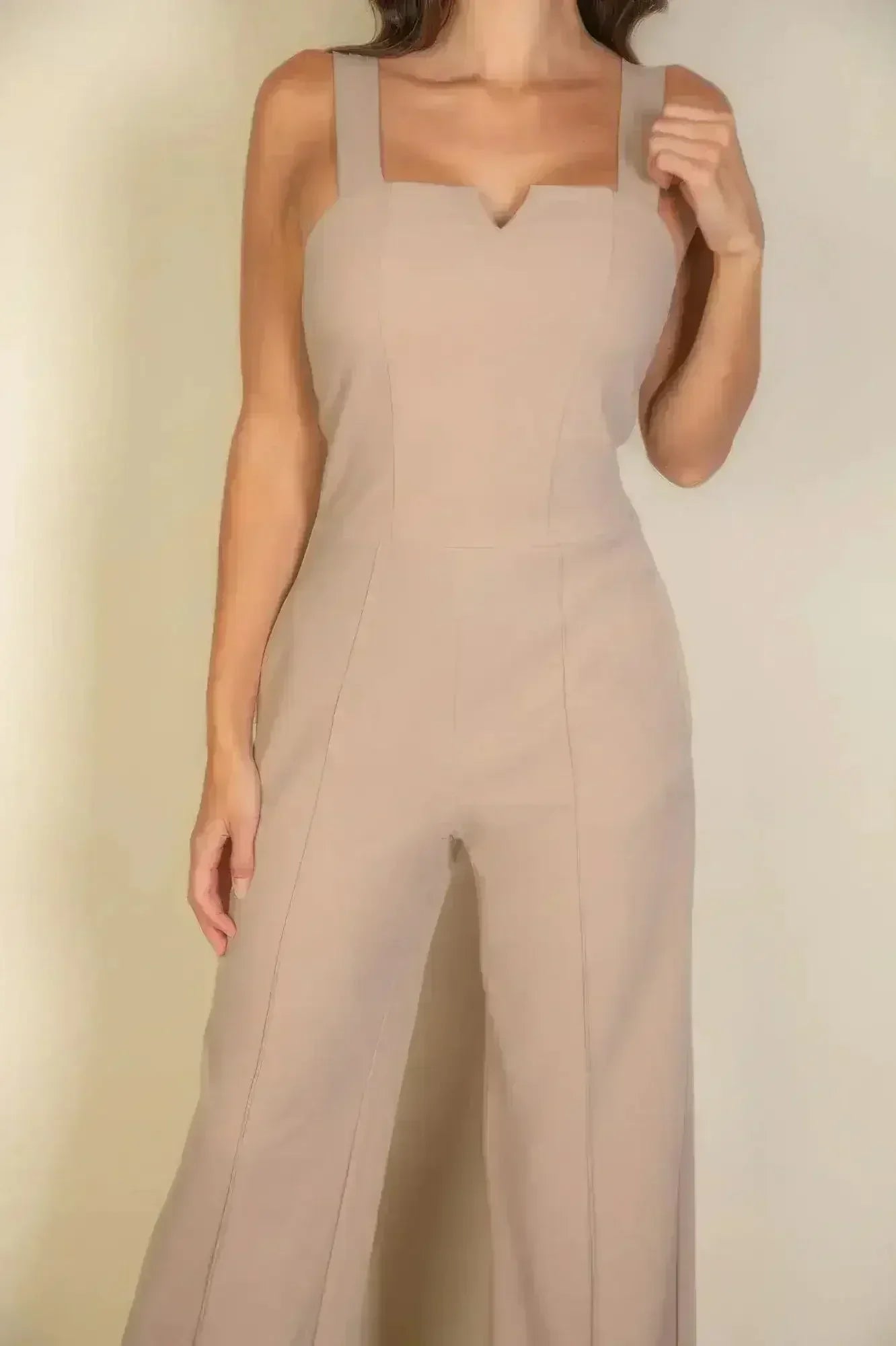 Notched neck cami jumpsuit - Femstylo