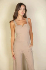 Notched neck cami jumpsuit - Femstylo