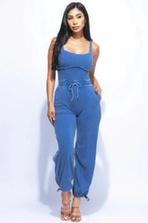 Washed Jumpsuit With Adjustable Ankle - Femstylo