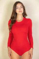 Solid Long Sleeve Round Neck Bodysuit -Comfortable | Femstylo - Femstylo