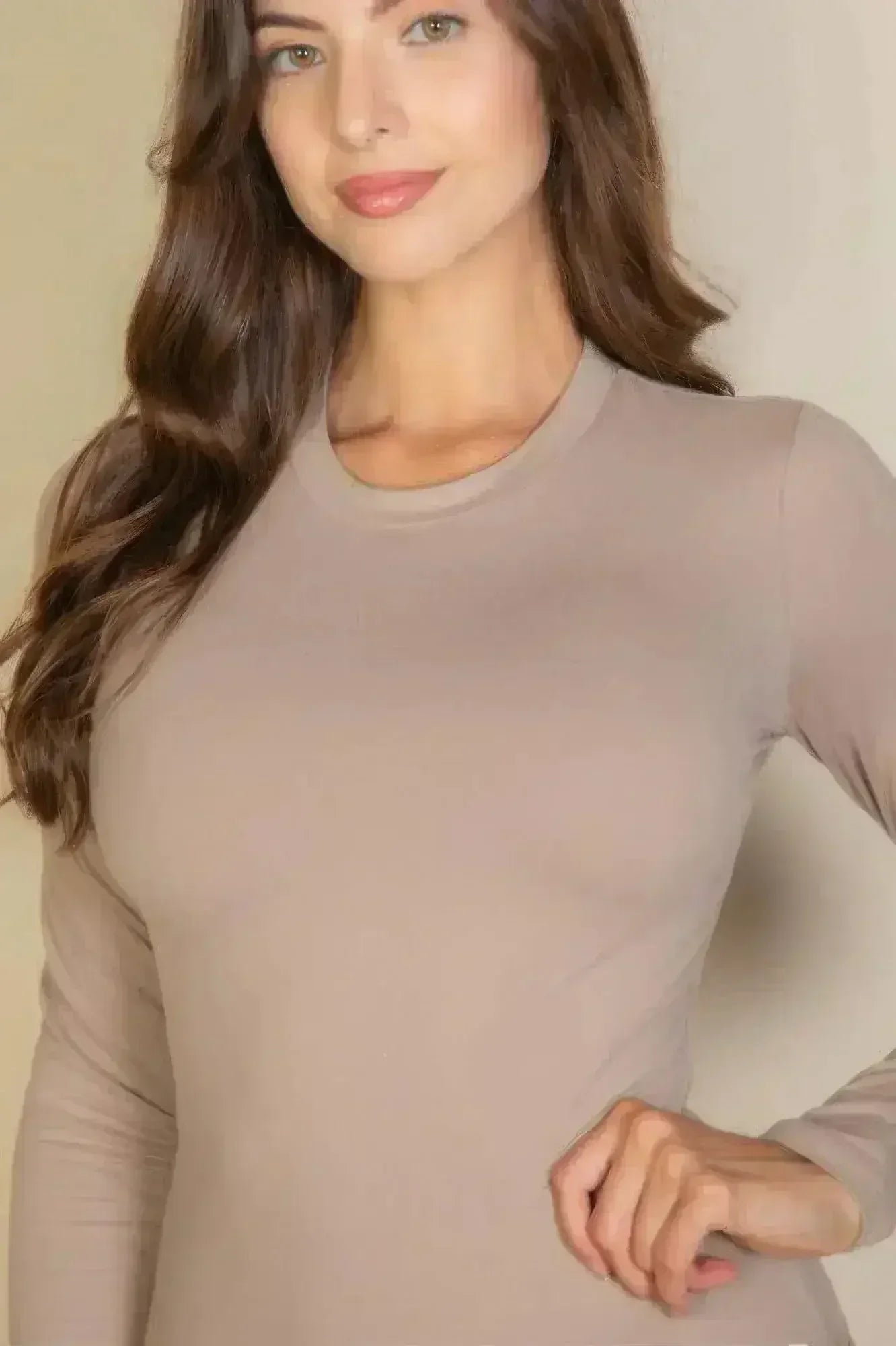 Solid Long Sleeve Round Neck Bodysuit - Femstylo