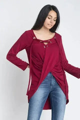 Women's Lace Up Wrap Long Sleeve Top - Femstylo