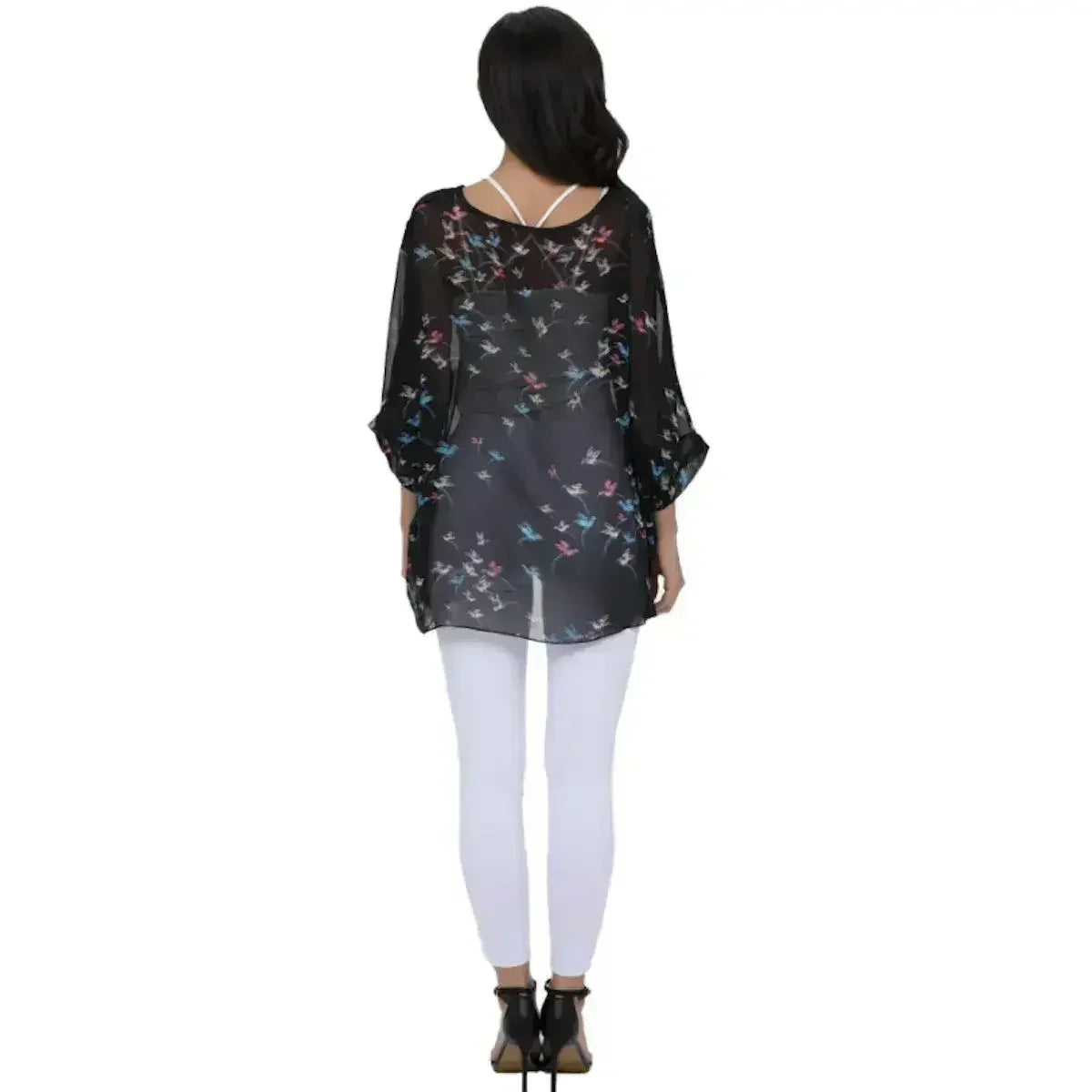 Womens Flying Bird Print Chiffon Top - Femstylo