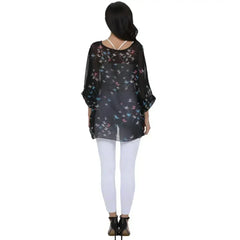 Womens Flying Bird Print Chiffon Top - Femstylo