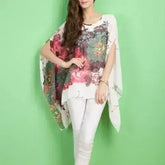 Peony Floral Top - Batwing Chiffon Blouse | Femstylo - Femstylo