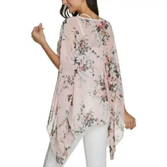 Pink Floral Chiffon Tunic - Free Size Flow Top | Femstylo - Femstylo