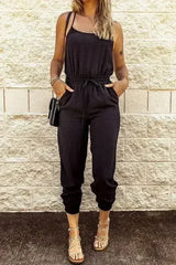 Black High-Waist Jumpsuit – Slim Fit w/ Pockets | Casual & Chic - Femstylo