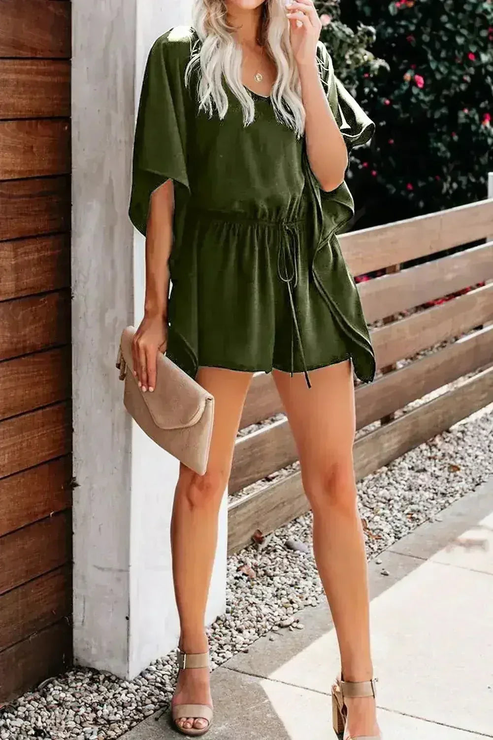 Casual Green Born To Fly Kimono Romper - Femstylo