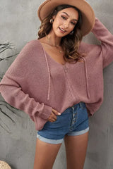 Pink Zipper Hooded Sweater - Femstylo