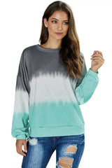 Casual Gray Color Block Tie Dye Pullover Sweatshirt - Femstylo