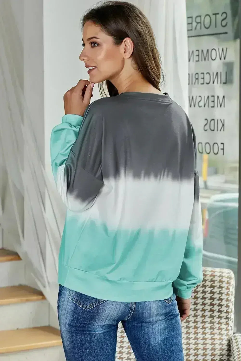 Casual Gray Color Block Tie Dye Pullover Sweatshirt - Femstylo