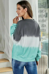 Casual Gray Color Block Tie Dye Pullover Sweatshirt - Femstylo