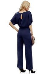 Chic Blue Oh So Glam Belted Wide Leg Jumpsuit - Femstylo