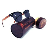 Real Walnut Wood Club Style Sunglasses With Bamboo Case, Polarized - Femstylo