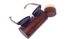 Real Walnut Wood Club Style Sunglasses With Bamboo Case, Polarized - Femstylo