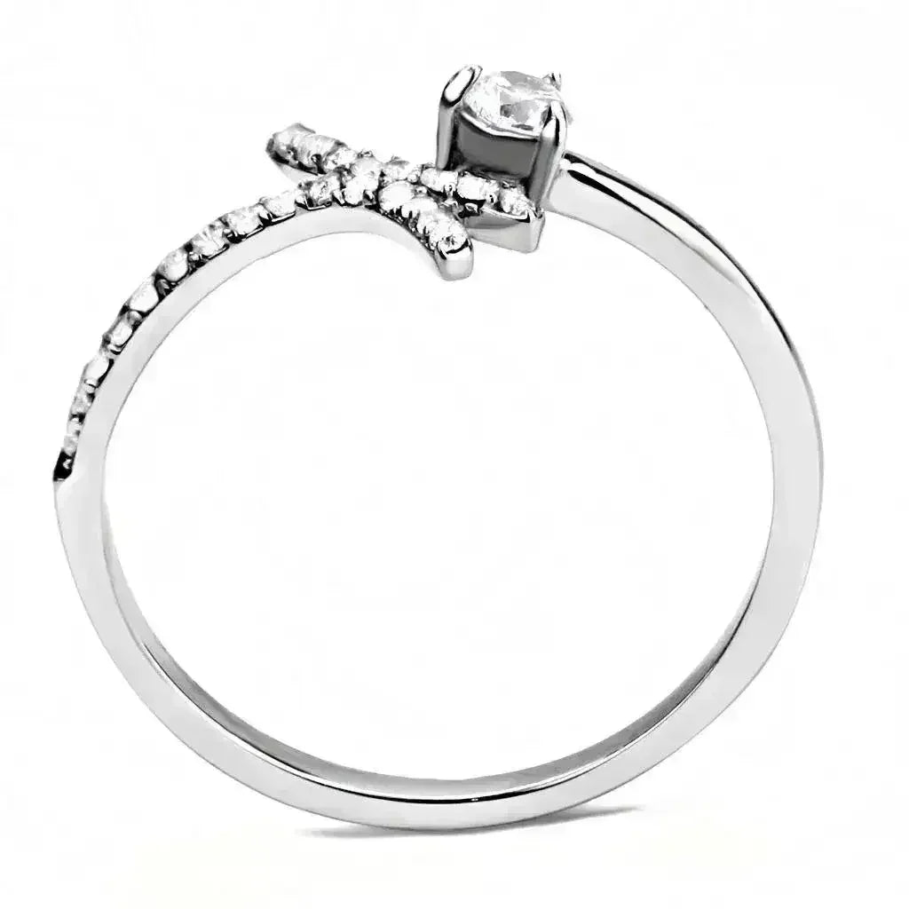 DA145 - High polished (no plating) Stainless Steel Ring with AAA Grade - Femstylo