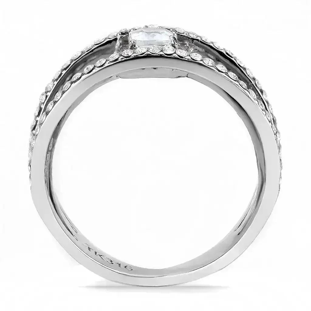 DA257 - High polished (no plating) Stainless Steel Ring with AAA Grade - Femstylo