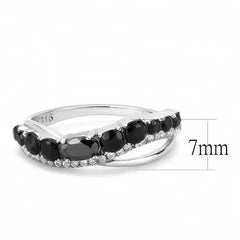 DA269 Stainless Steel Ring – AAA Black CZ – High Polish No Plating - Femstylo