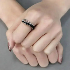 DA269 Stainless Steel Ring – AAA Black CZ – High Polish No Plating - Femstylo