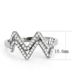 DA339 - No Plating Stainless Steel Ring with AAA Grade CZ in Clear - Femstylo