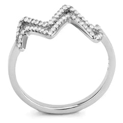 DA339 - No Plating Stainless Steel Ring with AAA Grade CZ in Clear - Femstylo