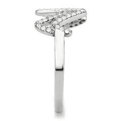 DA339 - No Plating Stainless Steel Ring with AAA Grade CZ in Clear - Femstylo