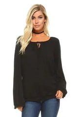 Women's Long Sleeve Solid Peasant Top | Femstylo - Femstylo