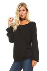 Women's Long Sleeve Solid Peasant Top | Femstylo - Femstylo