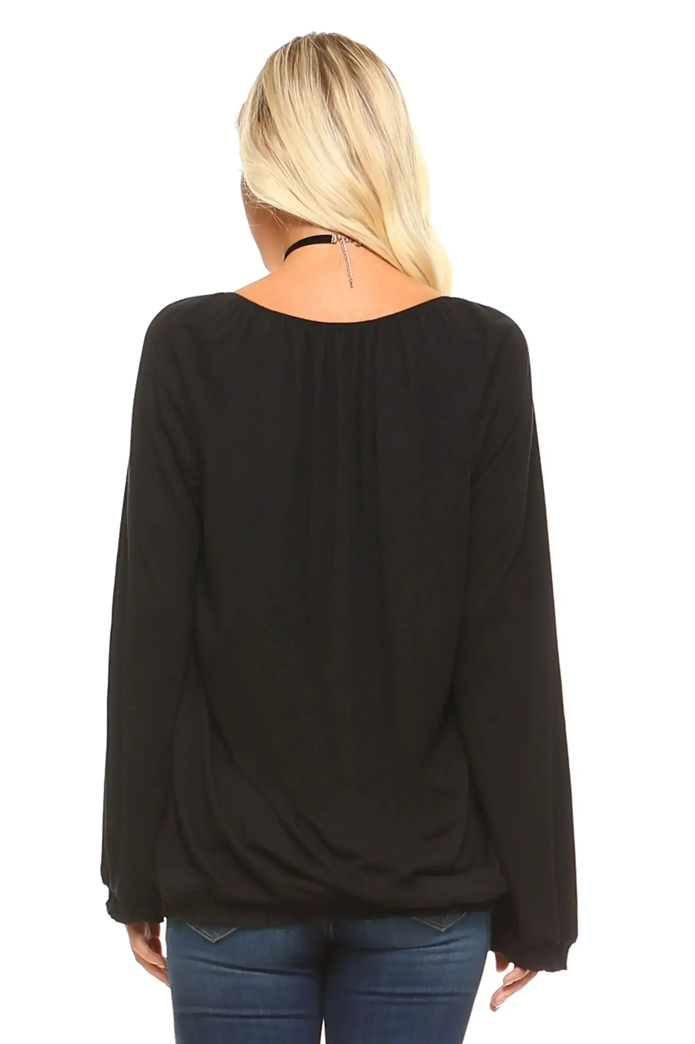 Women's Long Sleeve Solid Peasant Top | Femstylo - Femstylo