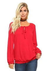 Women's Long Sleeve Solid Peasant Top | Femstylo - Femstylo
