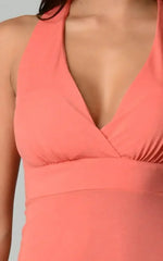 Women's Halter Maxi Dress with Cross Back Straps - Femstylo