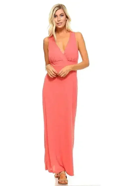 Women's Halter Maxi Dress with Cross Back Straps - Femstylo