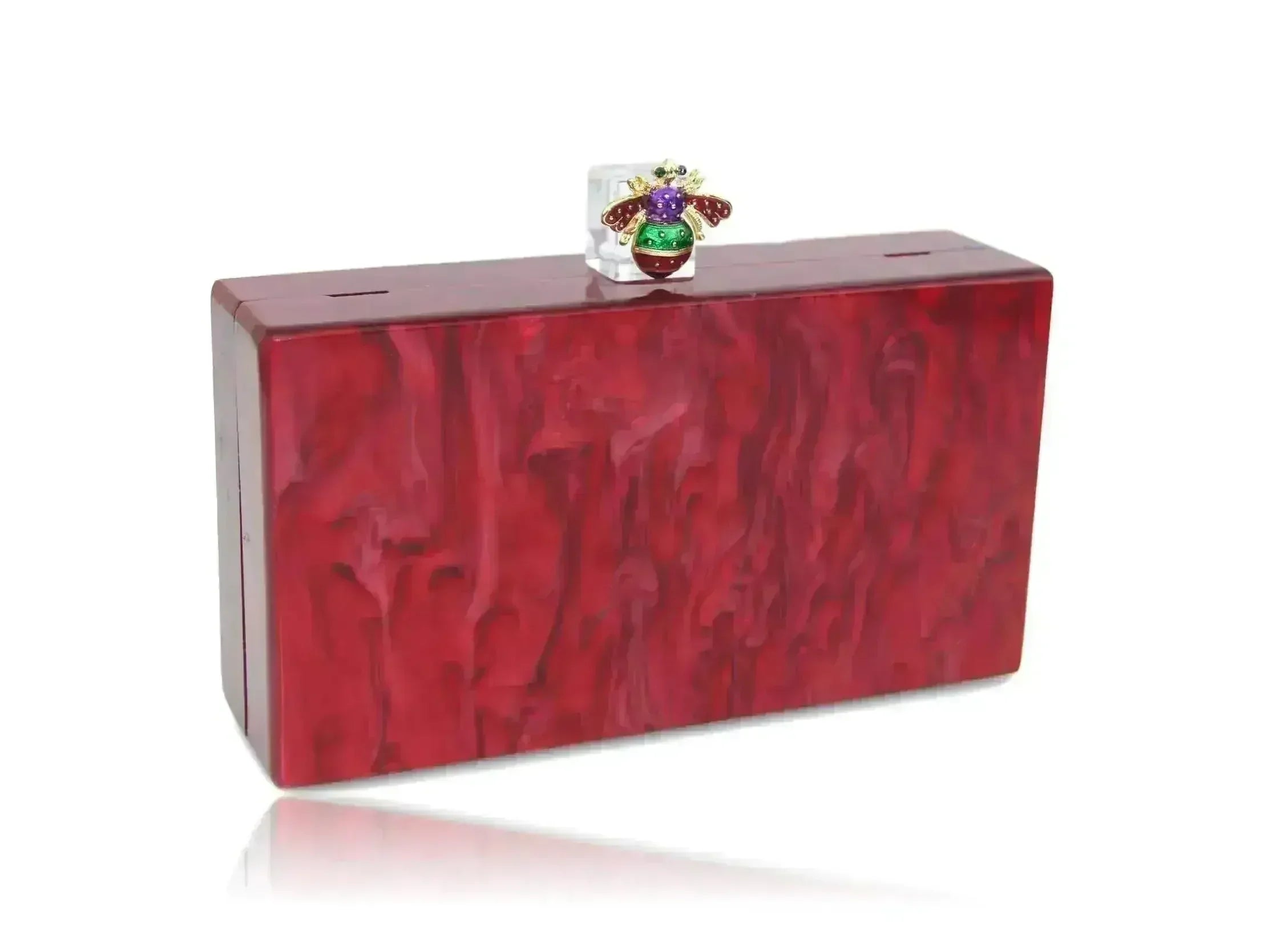 Bee Red Pearl Acrylic Box Clutch - Femstylo