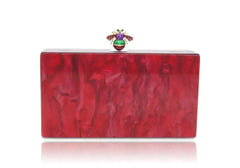 Bee Red Pearl Acrylic Box Clutch - Femstylo