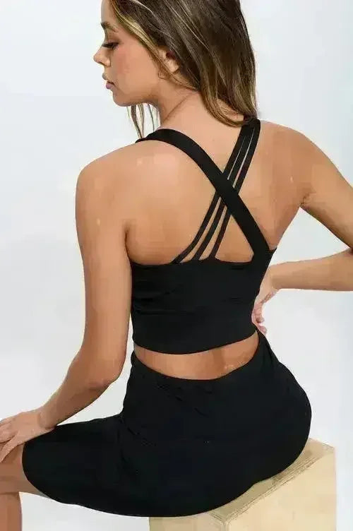 Crisscross Sports Bra & Biker Shorts Set | Femstylo - Femstylo