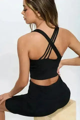 Crisscross Sports Bra & Biker Shorts Set | Femstylo - Femstylo