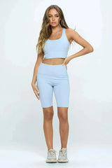 Crisscross Sports Bra & Biker Shorts Set | Femstylo - Femstylo