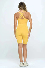Crisscross Sports Bra & Biker Shorts Set | Femstylo - Femstylo