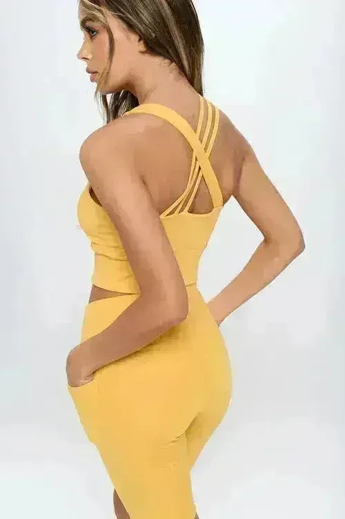 Crisscross Sports Bra & Biker Shorts Set | Femstylo - Femstylo