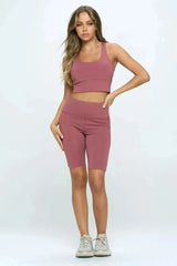 Crisscross Sports Bra & Biker Shorts Set | Femstylo - Femstylo