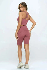 Crisscross Sports Bra & Biker Shorts Set | Femstylo - Femstylo