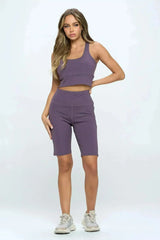 Crisscross Sports Bra & Biker Shorts Set | Femstylo - Femstylo