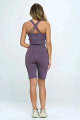 Crisscross Sports Bra & Biker Shorts Set | Femstylo - Femstylo